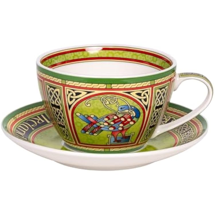 Celtic Peacock Cup & Saucer - Irish Weave