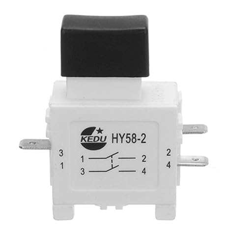 KEDU HY58-2 4 Pins Trigger Switch ON Off Push Button Switch Hand-held Electric Power Tools Switches with Brakes Function for Electric Drill Cutting Machine Lawn Mower 125V19A 250V12A, 2-Pack