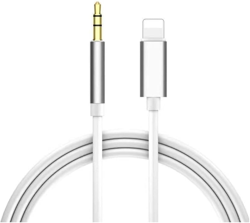iPhone Uyumlu Aux Kablosu Lightning To 3.5mm Jack Çevirici Dönüştürücü Beyaz Bluetooth Gerektirmez DT24L-J0690 Beyaz