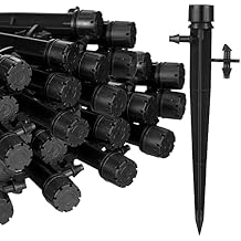 Retisee 50 Pcs Drip Irrigation Emitters Adjustable Flow 0-18 GPH 8 Holes Irrigation Drippers with Stake 360 Degree Irrigation Sprinkler Head Fit 1/4 Inch Drip Irrigation System for Garden Watering