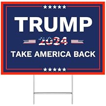 Trump Yard Signs 2024, Trump Sign 18" x 24" Corrugated Plastic Double Sided Yard Signs with H Stake, Trump Vance Yard Sign for Lawn Garden Open Space Courtyard(Pack 1)
