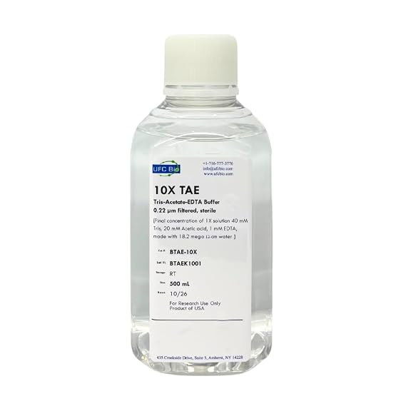 10X TAE (Tris Acetate EDTA) - Sterile, 0.22um Filtered - 500 mL