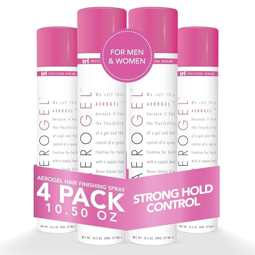 TRI Design Aerogel Hairspray - Strong Hold Hair Finishing Spray for Volumizing & Control, Flexible Styling for All Hair Types, Non-Sticky and Scented - For Women and Men - Pack of 4 10.5 Oz