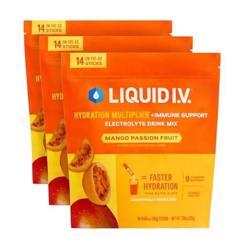 Liquid I.V. Hydration Multiplier Immune Support - Mango Passionfruit | Electrolyte Powder Drink Mix | 3 Pack 42 Servings