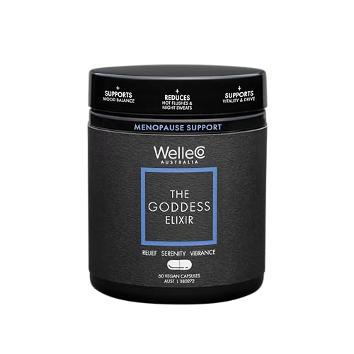 WelleCo The Goddess Elixir, Menopause Supplement for Women with Vitex, Red Clover & B Vitamins, Supports Hormone Balance, Night Sweats & Hot Flashes Relief, 60 Capsules