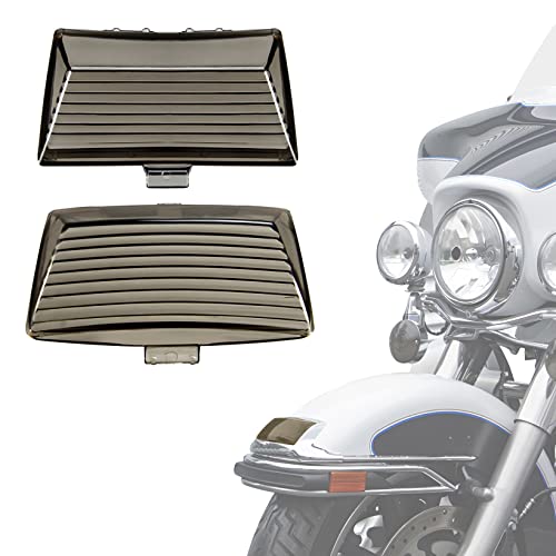 2Pcs Smoked Fender Tip Lens Mud Guards Covers Lens Compatible for Harley Davidson Electra Glide Heritage Softail Touring Front & Rear