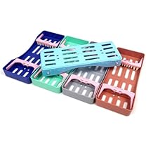 Dental Instrument Cassette Rack for 5,Instruments Box Dental Instruments Organizer Plastic Sterilization Cassette Tray (Blue)
