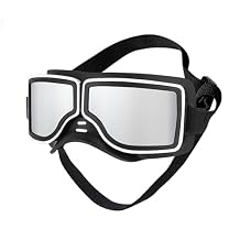 UV Protection Dog Goggles for Medium & Large Dogs - Waterproof Windproof Sunglasses, Durable Protective Eyewear for Long-Snout Breeds - Outdoor Hiking Running Glasses (Black(Wide Snout))
