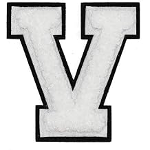 Letter V - 2-1/2" Chenille Stitch Varsity Iron-On Patch by pc, TR-12154 (White)
