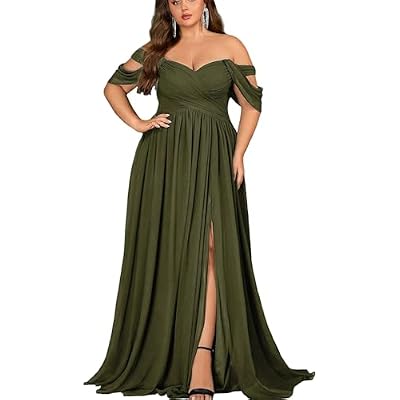 Womens Daily Plus Size Dresses A Line Chiffon Wedding Guest Bridesmaid Maxi Dress Prom Evening Party Cocktail Gown