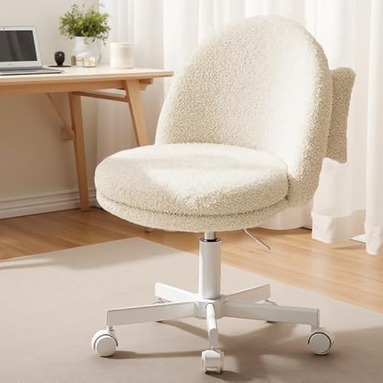 GTPLAYER Velvet Tall Office Chair with Wheels Vanity Chairs with Back, Versatile Height Use: Office to Bar Stools Small Ergonomic Comfy Armlees Computer Desk Chair with Bow Lumbar Pillow for Gift