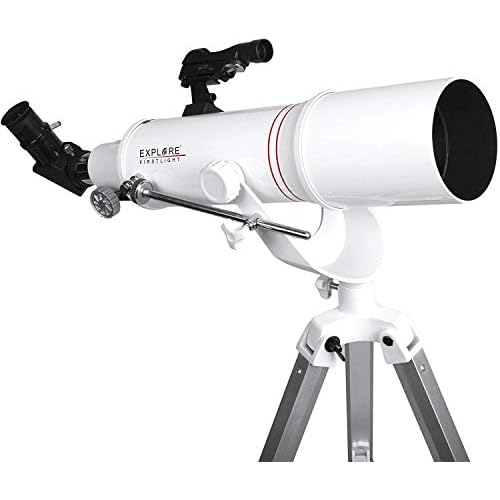 Explore Scientific FirstLight AR90mm White Tube Refractor Telescope with AltAZ U Yoke Mount, 500mm f5.5 Focal Length
