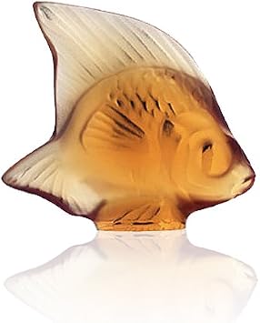 Lalique Lal-8944 Fish-Amber Crystal, Frosted Amber