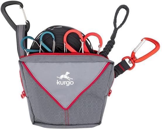 Kurgo Ridgeline Dog Tie Out for Camping,Outdoor Dog Run Zipline,Portable Camp Gear Line,Includes-Carry Pouch,30 ft Tree-Friendly Line,4 S-Clips,and Swivel Bungee Tether for Leash Attachment,Gray