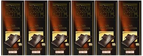 Moser Roth Fine German European Dark Chocolate 70% / 85% Cocoa (6 Pack) (85% Dark Chocolate) by Moser Roth