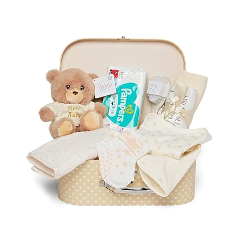 Baby Box Shop Unisex - 12 pcs Neutral Baby Essentials - Baby Gift Hampers, Gender Neutral Baby Gift Basket Hampers, Baby Gender Reveal Gift Set - Cream