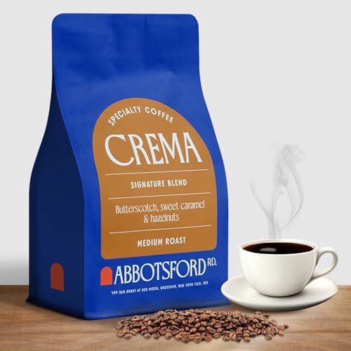 Crema Coffee Whole Bean, Specialty Coffee, Arabica Medium Roast Coffee Beans, Signature Blend with Butterscotch, Sweet Caramel & Hazelnut Flavors, 12 oz Bean Bag, Freshly Roasted in Brooklyn, Kosher Certified
