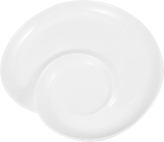 VOSAREA Ceramic Dumpling Sushi Plate Seasoning Plate Ceramic Dumpling Dish Divided Sauce Holder Food Container Serving Tray Breakfast (6.48X5.78X0.79 Inch)