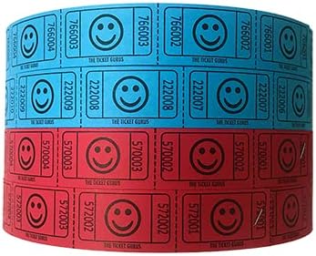 The Ticket Gurus-(4) Single Smile Rolls- 2000 Tickets Per Roll (2 Blue & 2 Red)