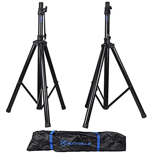 Rockville RVES1 Pair Tripod DJ PA Speaker Stands with Carry Bag, 100 lbs Capacity, Adjustable Height to 71, Steel Construction, for Events & Performances