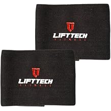 Lift Tech Fitness Comp Elbow Sleeves for Compression & Support (1 Pair) - Elbow Wraps for Weightlifting, Powerlifting, Strength Training for Men & Women in Black