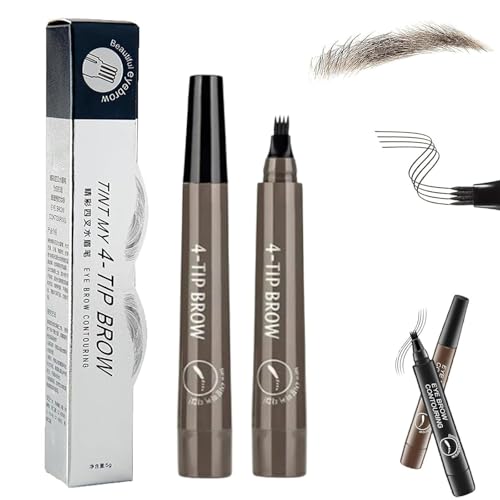 Lightsbetter Waterproof Brow Pen, Tint My 4 Tip Brow Waterproof, 4 Tipped Precise Brow Pen, Microblading Eyebrow Pen 4 Fork Tip Tattoo Pencil 2#