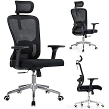 Ergonomic Office Chair, High Back Mesh Desk Computer Chair with 3-Level Tilt Backrest, 3D Headrest & Armrest and Retractable Footrest, 350LBS Swivel Desk Chair