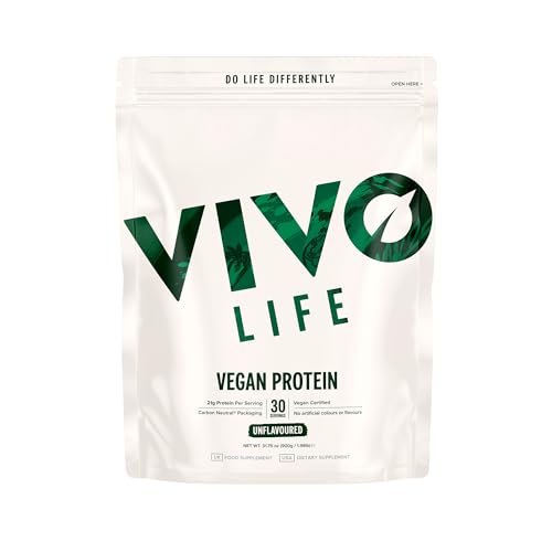 Vivo Vegan Protein Powder - 0.7 oz of Plant-Based Protein per Scoop, 30 Servings 31.7 oz Vanilla 31.7 oz, Unflavored