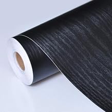 practicalWs Black Wood Stick Paper 23.6in x 236.2in and 17.7in x 78.7in Peel and Stick Wood Wallpaper Self Adhesive Shelf Liner Covering for Kitchen Countertop Cabinets