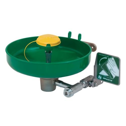 Haws 7260B-7270B Wall-Mounted Plastic Bowl EyeFace Wash with Axion MSR EyeFace Wash Head, Green