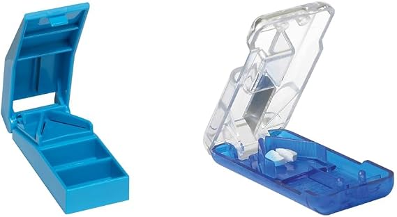 Acu-Life 2 Count Pill Cutter Bundle with Storage and Splitter for Pills Vitamins Tablets