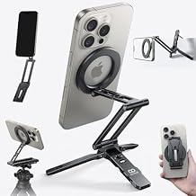 Lamicall for Magsafe Tripod Stand - [Ultra-Compact] Aluminium Magnetic Phone Tripod for iPhone 17/16 Pro Max, Flexible Cell Phone Mount Gift with 1/4" Screw, Arca & Hook Accessories Women Men Black