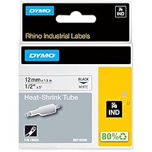 DYMO Rhino Industrial Heat-Shrink Labels 1/2" Tube Black Print on White