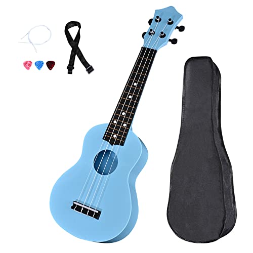 Kids Toy Ukulele 21 inch Plastic Ukelele,Musical Instrument, Ukulele Toy Gift for Children Beginners with Bag Picks Strings Light blue
