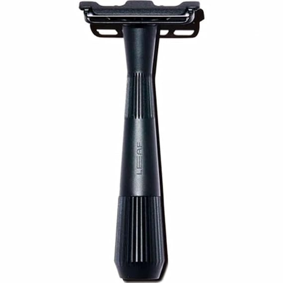 Leaf Shave Twig Razor - All-Metal Single Blade Razor, 5 Blades - Black