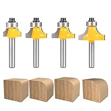 Roundover Router bit Set by TOOLDO i141/4 inch Shank,4pcs Router bit Seti14Bearing Guide for Rounding Edge bit (for R 1/8 Inch Inch, 1/4 Inch Inch, 3/16 Inch Inch, 5/16 Inch Inch)