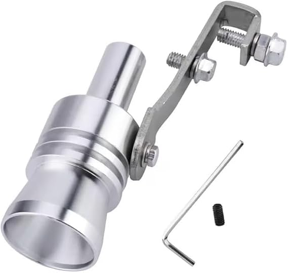 Silver Car Turbo Whistle Car Turbo Sound Exhaust Whistle Muffler Auto Blowoff Valve Simulator Turbine Pipe Whistle,Exhaust Pipe Blow-Off Vale Simulator Whistle Effortless Exhaust and Emissions（XL）