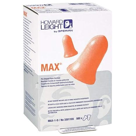 Howard Leight by Honeywell 154-MAX-30 Max Single-Use Earplugs, NRR 33, Corded, Pack of 100
