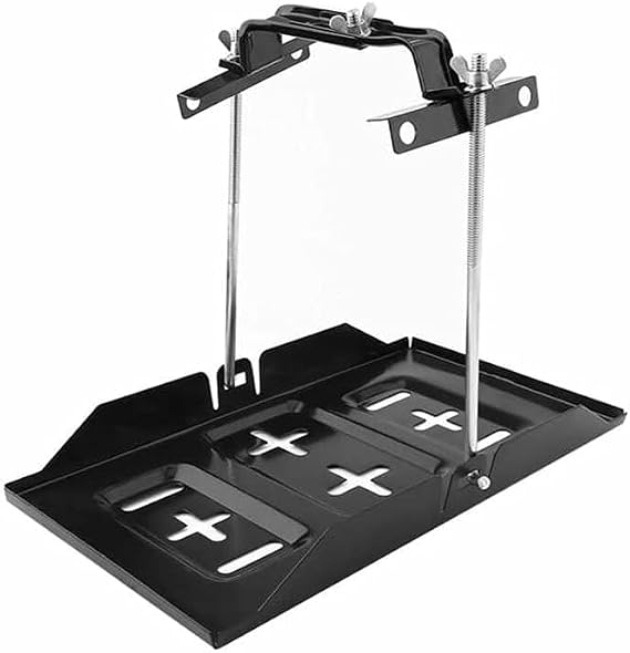 Battery Hold Down Tray Kit, Storage Battery Holder,Corrosion-Resistant Steel Adjustable Bracket Clamp for Boat, Car, Marine