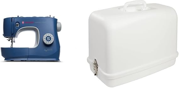 SINGER Making The Cut Sewing Machine with 97 Stitch Applications & Accessory Kit M3330 (Blue) and SINGER Universal Hard Carrying Case (White)