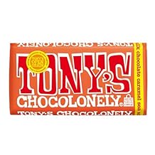 Tonys Chocolonely Belgian Milk Chocolate Candy Bar With Caramel & Sea Salt for Snacks, Chocolate Bar for Party Favors, Gifts, or Gift Basket, 32% Cacao, Made From Quality Fairtrade Cocoa, 6.35 Oz