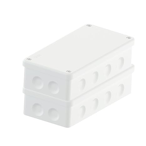 IP65 Junction Box White Pack of 2 Waterproof Distribution Box Surface-Mounted Improved Rubber Seal Wet Room Distribution Box for Outdoors Lid with Screw 180 x 88 mm