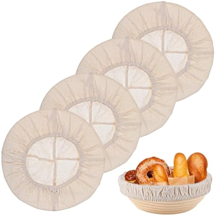 4 Pcs Banneton Covers, 10 Inch Reusable Banneton Liners, Easy to Clean Proofing Basket Liner for Bread Proofing, Dough Baking, Homemade Breads, Kitchen