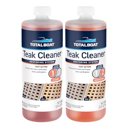 TotalBoat Teak Cleaner and Brightener for Boats and Outdoor Teak Wood Furniture 2 Quart Kit