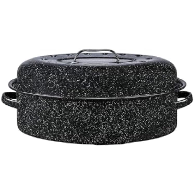 For Granite Ware 18-Inch Covered Oval Roaster - Black, Dishwasher Safe