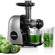 Juicer Machines Easy to Clean, HOUSNAT Professional Cold Press Slow Masticating Juicer Extractor with Quiet Motor & Reverse Function for High Nutrient Fruit & Vegetable, Brushes & Recipes (Galaxy Grey)