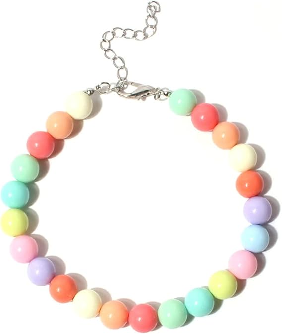 Pet Jewelry Candy Color Dog Pearl Collar Cute Teddy Necklace Jewelryc Chihuahua York Girl Clothing Dress Accessories(10+2.5 in)