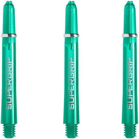 Harrows Supergrip Medium Dart Shafts, Polycarbonate Stems, Machined Rings, Jade Green (3 Sets)