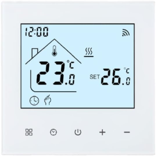 Smart WiFi Programmable Thermostat with Large LCD Display for Water Underfloor Heating, with App and Voice Control, 5–95°C Adjustable Range, White(1)