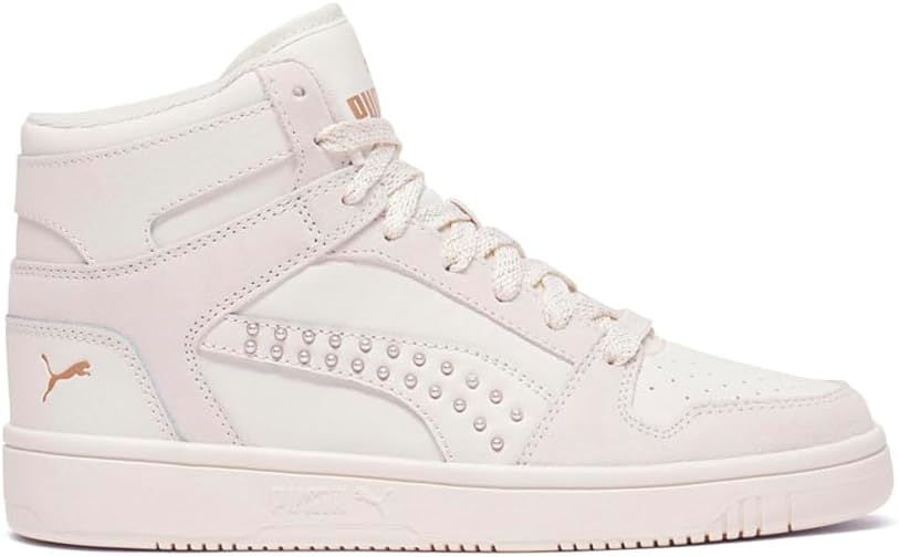 PUMA Women's Rebound Layup Mid Shoes Warm White/Gold 9.5 Medium